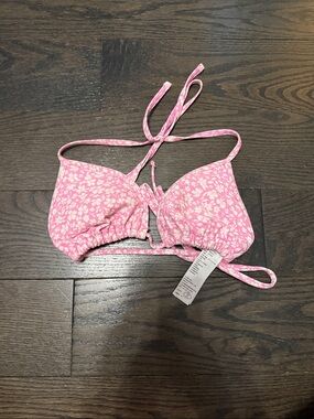 Hollister Pink Floral Triangle Bikini Top